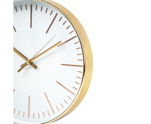 Modern Silent Wall Clock - Quartz Battery Operated Gold