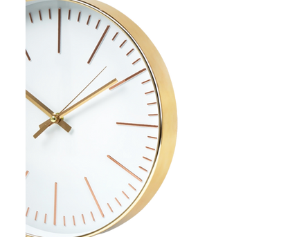 Modern Silent Wall Clock - Quartz Battery Operated Gold