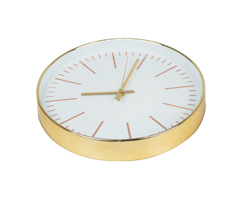 Modern Silent Wall Clock - Quartz Battery Operated Gold