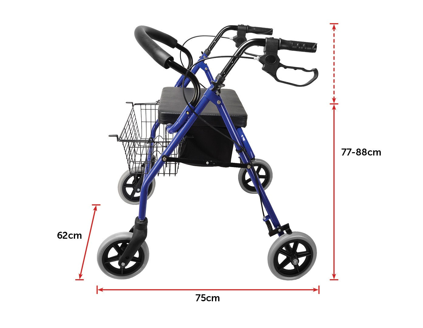 Rollator Walker Walking Frame With Wheels Blue