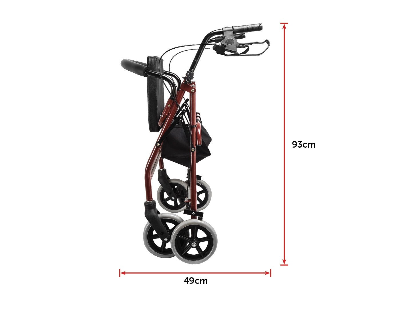 Rollator Walker Walking Frame With Wheels Red