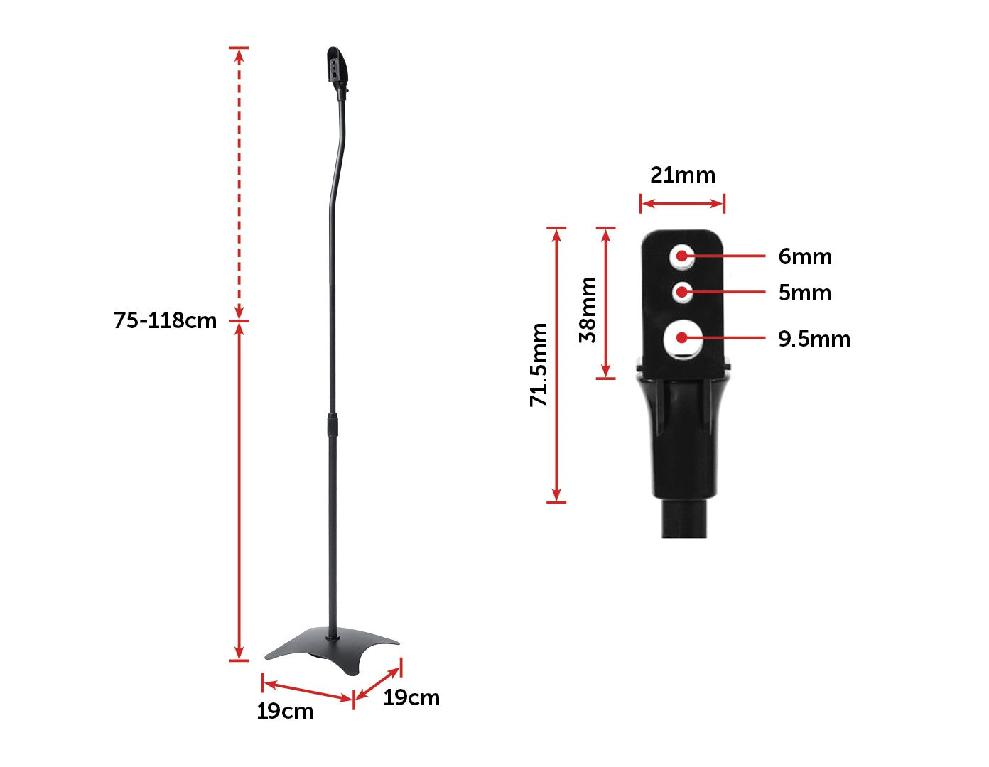 Adjustable 2pcs Speaker Stands