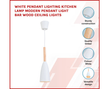 White Pendant Lighting Kitchen Lamp Modern Pendant Light Bar Wood Ceiling Lights