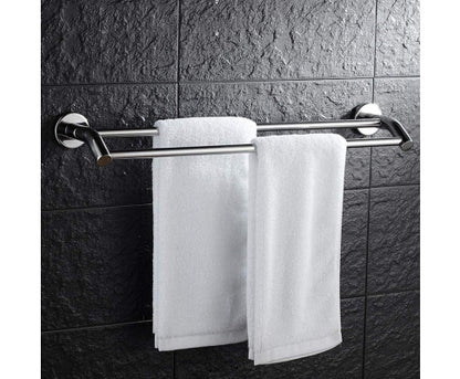Double Classic Chrome Towel Bar Rail Bathroom