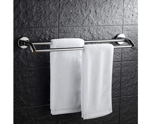  Double Classic Chrome Towel Bar Rail Bathroom