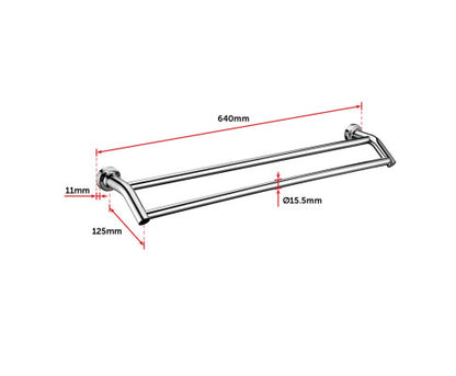 Double Classic Chrome Towel Bar Rail Bathroom