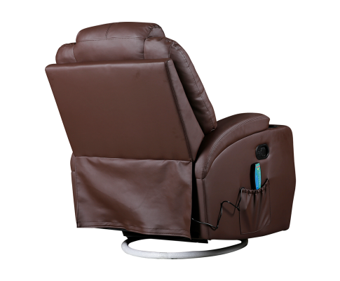 Brown Massage Sofa Chair Recliner Swivel Leather 8 Point Heated