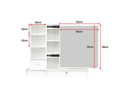 Dressing Table Stool Mirror Jewellery Cabinet-White
