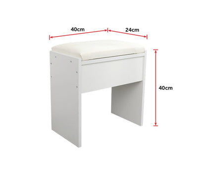 Dressing Table Stool Mirror Jewellery Cabinet-White