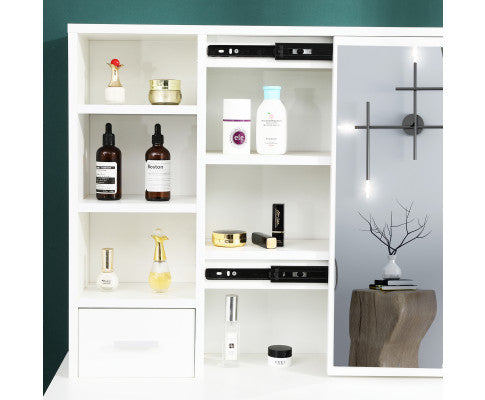 Dressing Table Stool Mirror Jewellery Cabinet-White