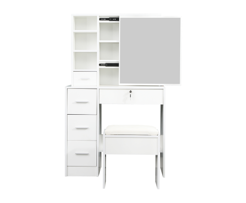 Dressing Table Stool Mirror Jewellery Cabinet-White