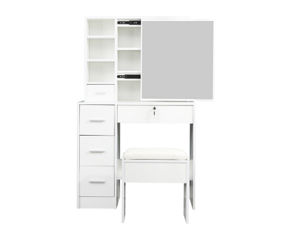Dressing Table Stool Mirror Jewellery Cabinet-White