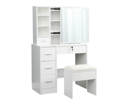 Dressing Table Stool Mirror Jewellery Cabinet-White