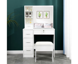 Dressing Table Stool Mirror Jewellery Cabinet-White