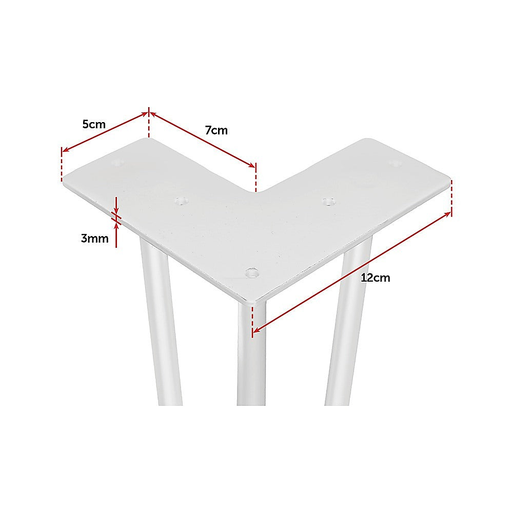 Set of 4 Industrial 3 - Rod Retro Hairpin Table Legs 71cm-White/Black