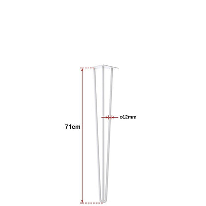 Set of 4 Industrial 3 - Rod Retro Hairpin Table Legs 71cm-White/Black