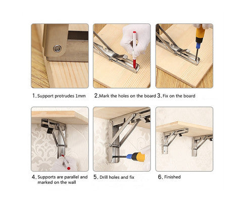 Heavy Duty Stainless Steel Folding Table Bracket (2X 10", 50Kg Load)
