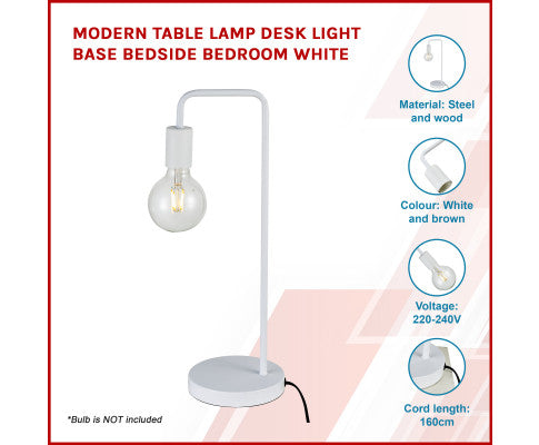 Modern Table Lamp Desk Light Base Bedside Bedroom White