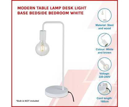 Modern Table Lamp Desk Light Base Bedside Bedroom White