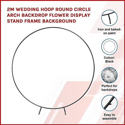 2M Wedding Hoop Round Circle Arch Backdrop Flower Display Stand Frame Background Black