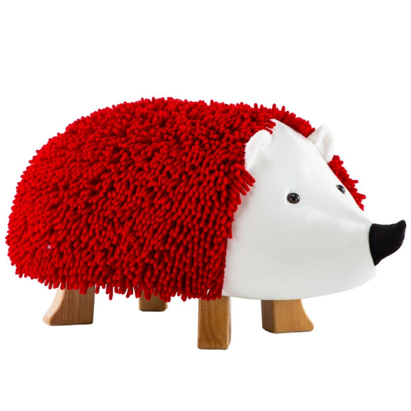  Hedgehog Ottoman With Solid Wood Footrest-Red