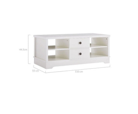 White Coastal Style Coffee Table With Drawers