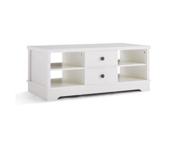 White Coastal Style Coffee Table With Drawers