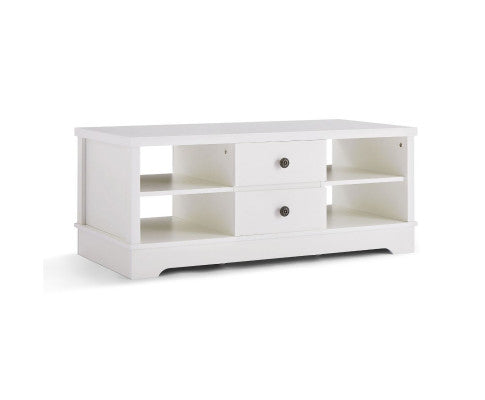  White Coastal Style Coffee Table With Drawers