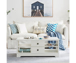 White Coastal Style Coffee Table With Drawers