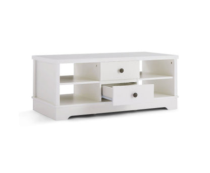 White Coastal Style Coffee Table With Drawers