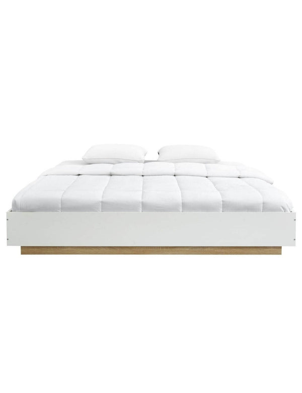  Aiden Industrial Contemporary White Oak Bed Base Bed Frame