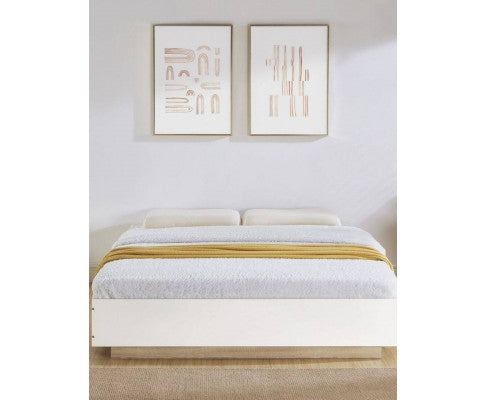 Aiden Industrial Contemporary White Oak Bed Base Bedframe