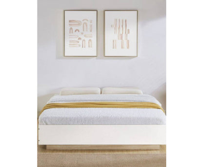 Aiden Industrial Contemporary White Oak Bed Base Bedframe