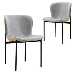 Mid-Century Design Dining Chair Set of 2-Grey 
