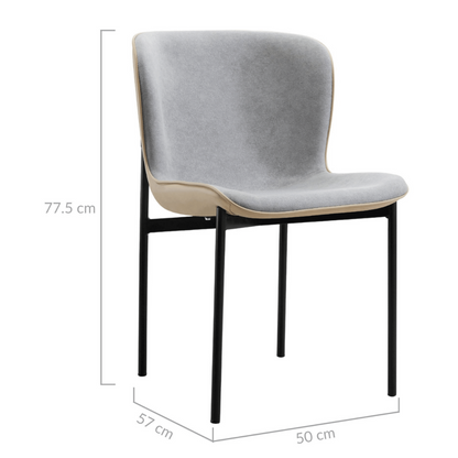 Mid-Century Design Dining Chair Set of 2-Grey 
