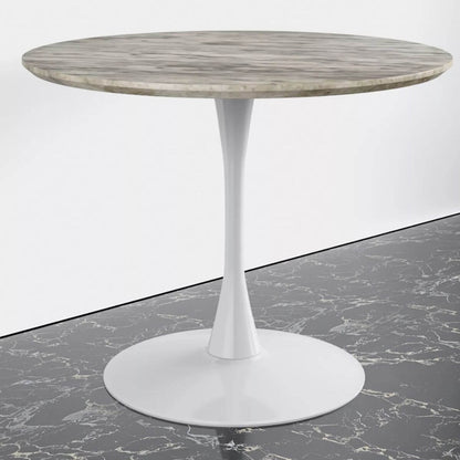 Mid-Century Design Round Dining Table-White