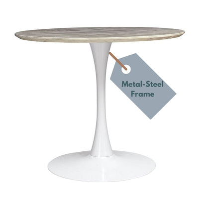 Mid-Century Design Round Dining Table-White