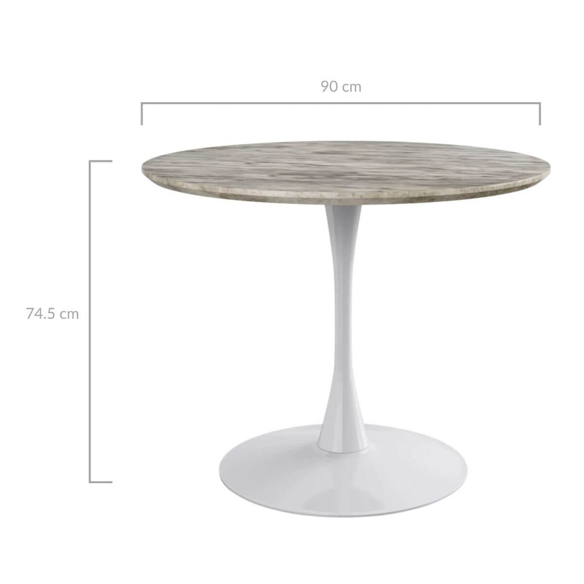 Mid-Century Design Round Dining Table-White