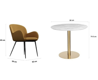 5 Piece Dining Set Table and Chairs Gold