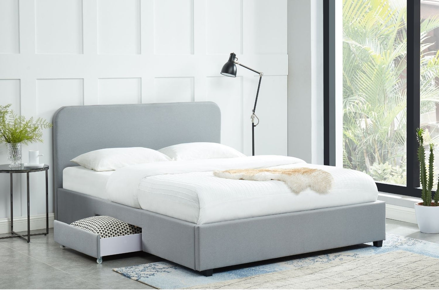 Charcoal Grey Storage Bed with 2 Drawers in King 
