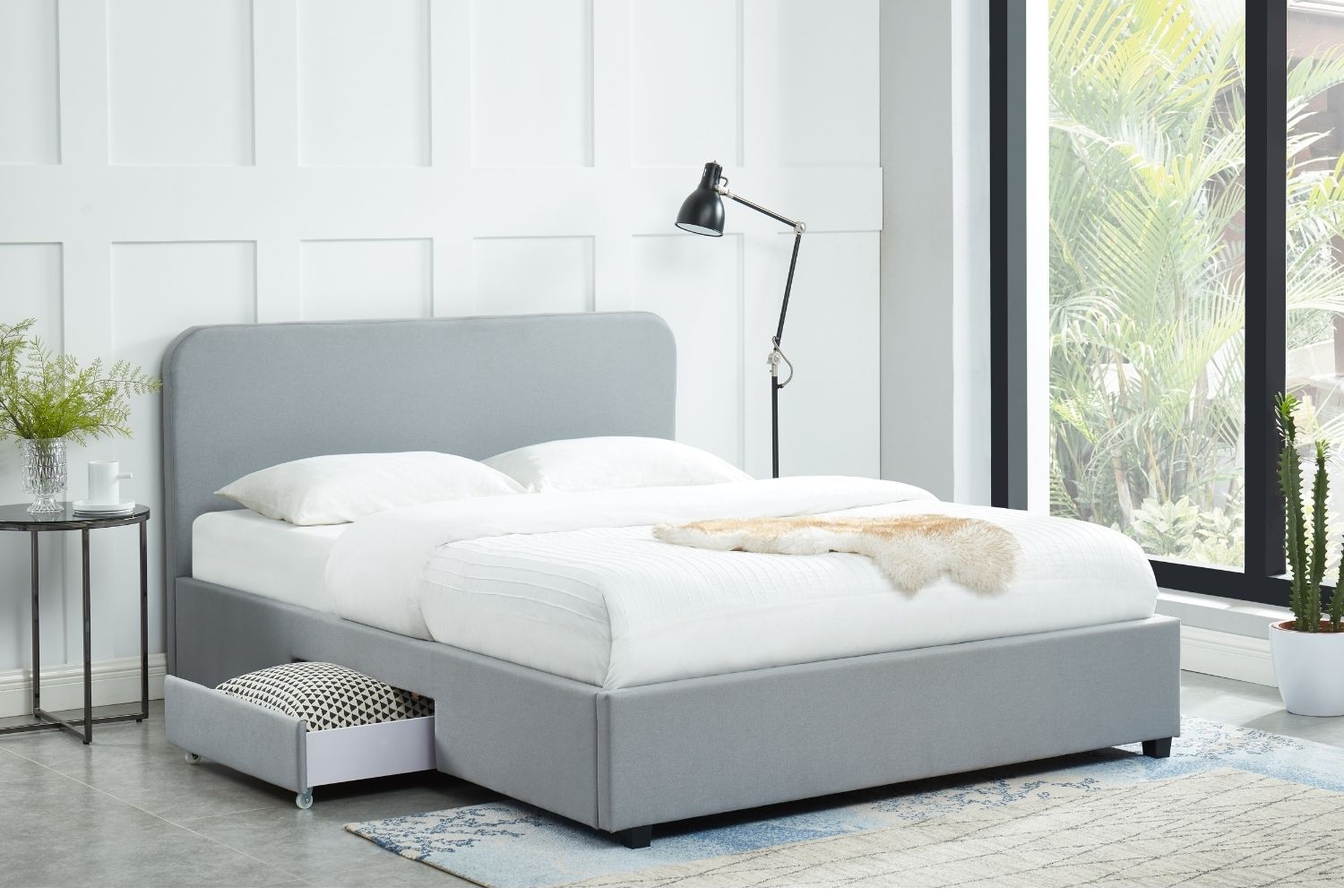 Charcoal Grey Storage Bed with 2 Drawers in King 
