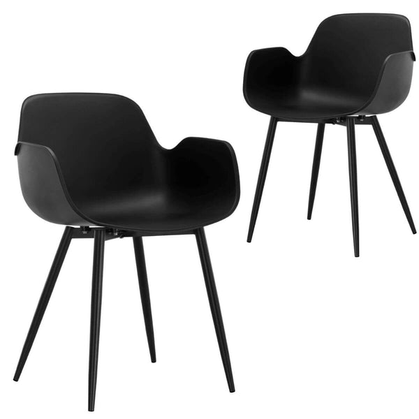  Elegant Armrest Dining Chair Set of 2-Black