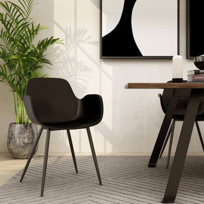 Elegant Armrest Dining Chair Set of 2-Black 
