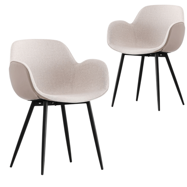  PU Fabric Dining Chair Set of 2-Light grey