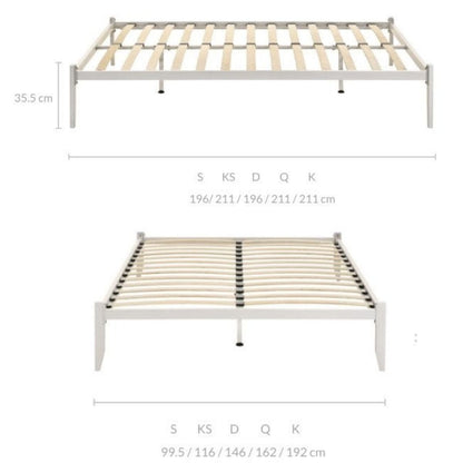 Metal Bed Base Frame White - King Single