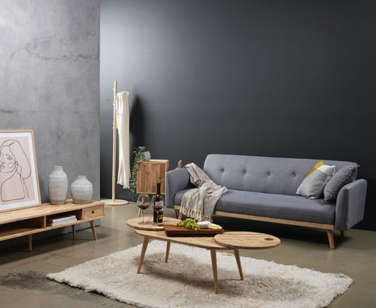 3-Seater Light Grey Foldable Sofa Bed