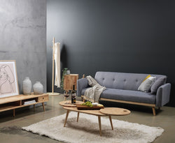 3-Seater Light Grey Foldable Sofa Bed