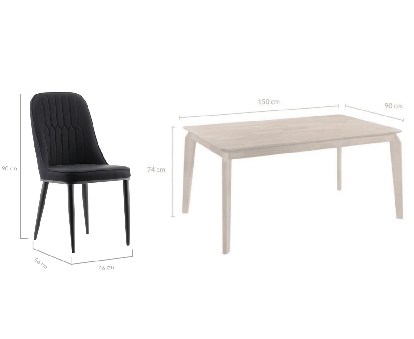 Black 7 Piece Dining Set Table and Chairs