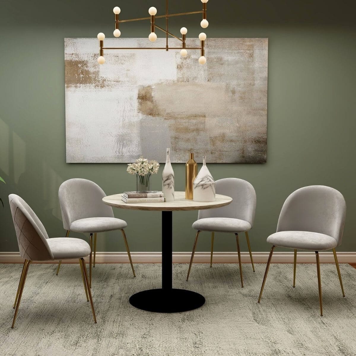 Mid-Century Design Round Dining Table- black