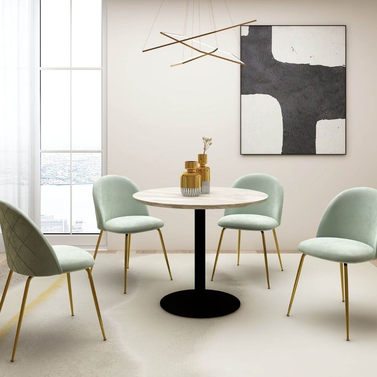Mid-Century Design Round Dining Table- black